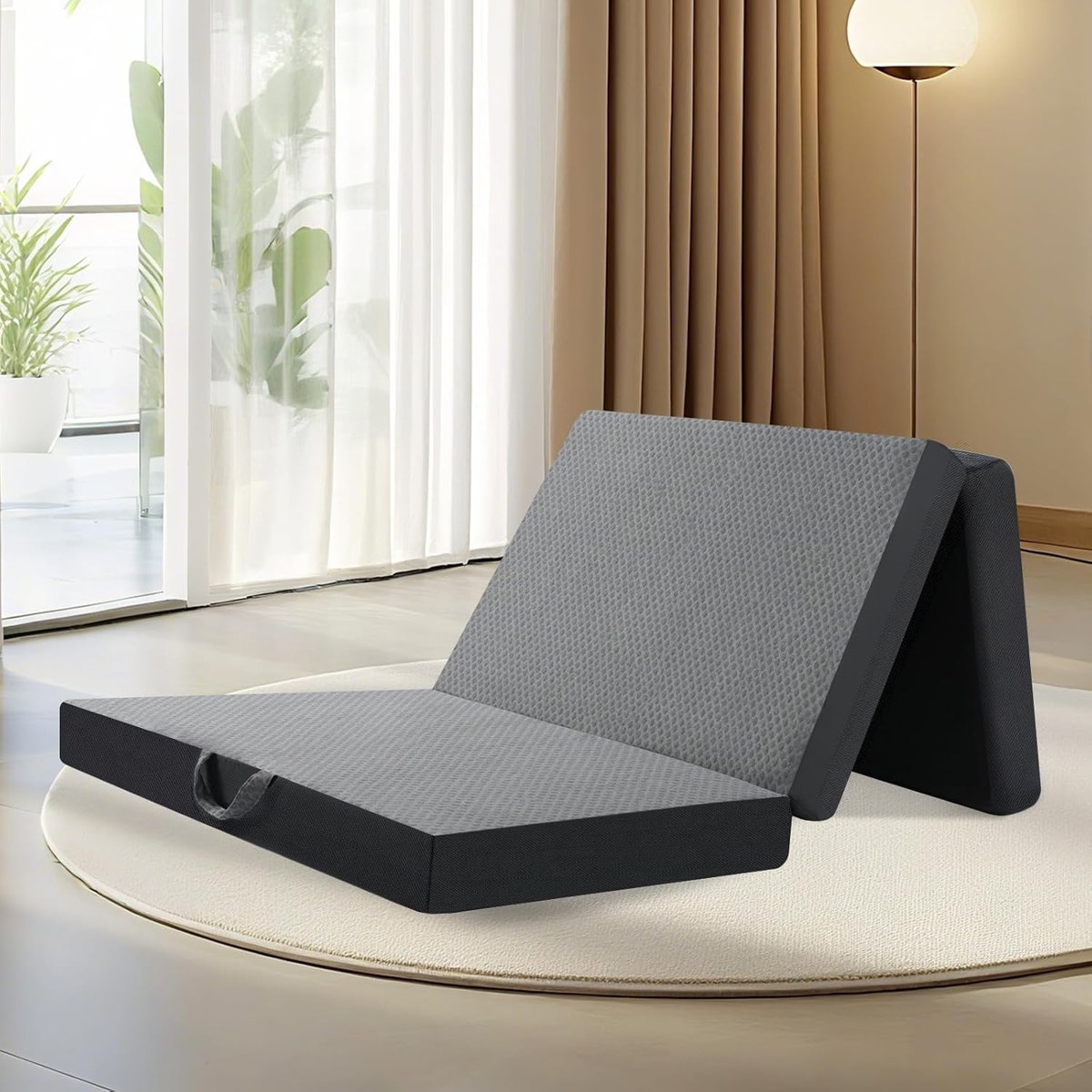 Gray tri-fold foam mattress